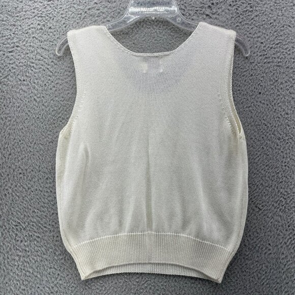 Vintage Fia Italia Size L Knit Blouse Hand Loomed Sleeveless White NEW - Picture 6 of 8